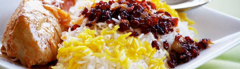 Zereshk polo ba morgh (berberisris med kyckling)